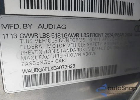 2014 Audi S4 3.0T Premium Plus from USA, damaged, VIN WAUBGAFLXEA073628